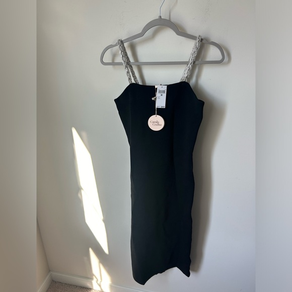 Camila Coelho Black silver braided rhinestone straps Bodycon Mini Dress - Picture 3 of 7